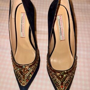 Chinese Laundry Black and Gold Embellished Heels